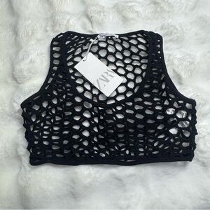 Zara Black Crochet Crop Top